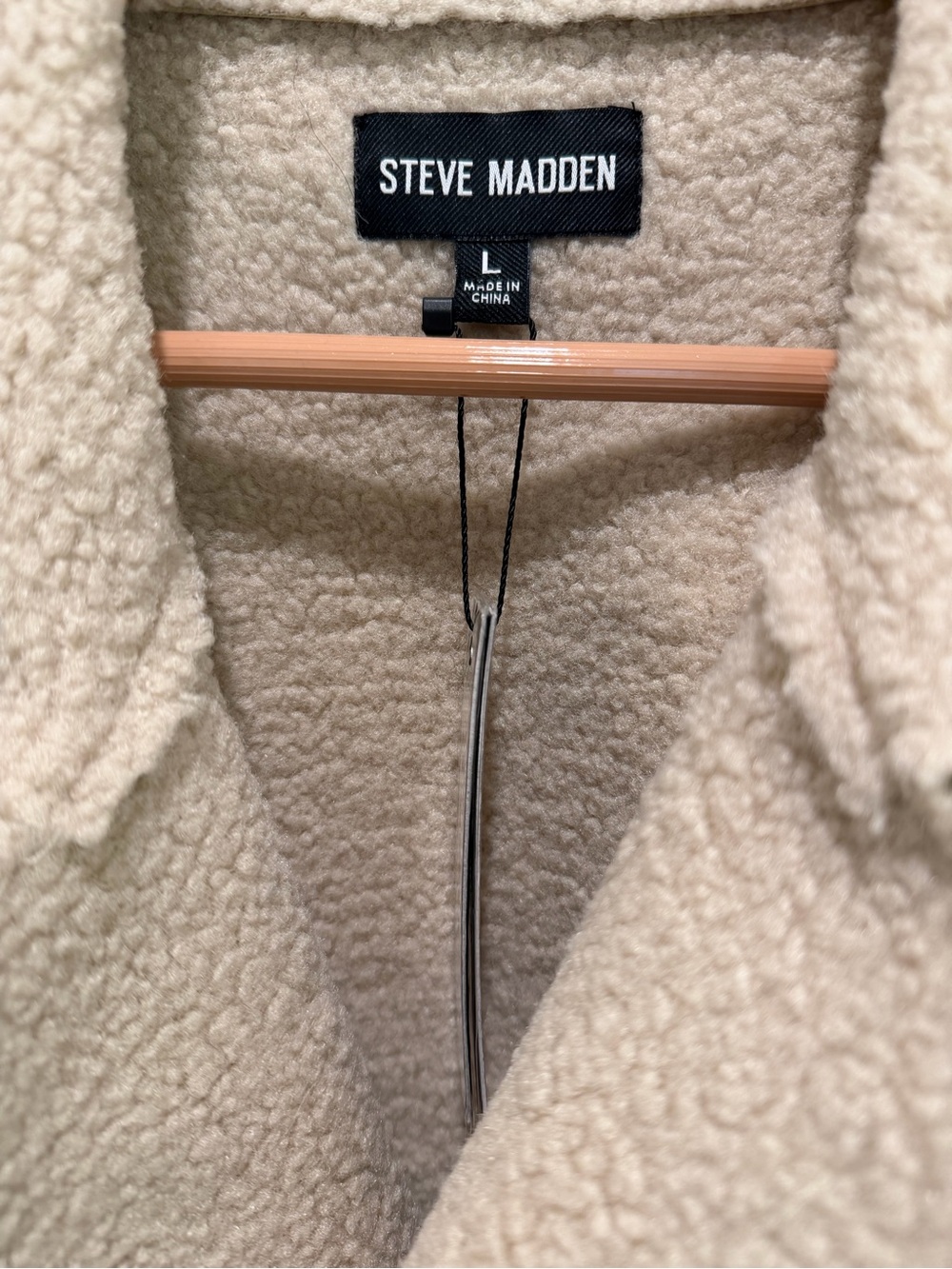 NWT Steve Madden LIV Faux Shearling Double Breasted Coat Ivory Size L - Picture 5 of 6